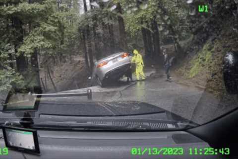 CHP officer saves three people from car ‘teetering on the side of a cliff’