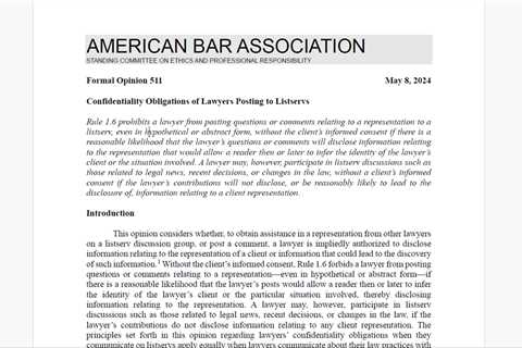 ABA Issues Ethics Opinion On 30-Year-Old Technology Whose Use Is Waning. My Question: Why Now?