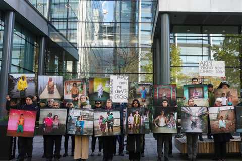 Climate Groups Demonstrate Outside A&O Shearman and Akin London Offices